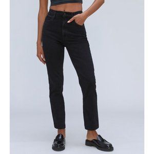 Everlane Cheeky Jeans ORIGINAL Straight Leg Womens 24 High Rise Crop Black Coal
